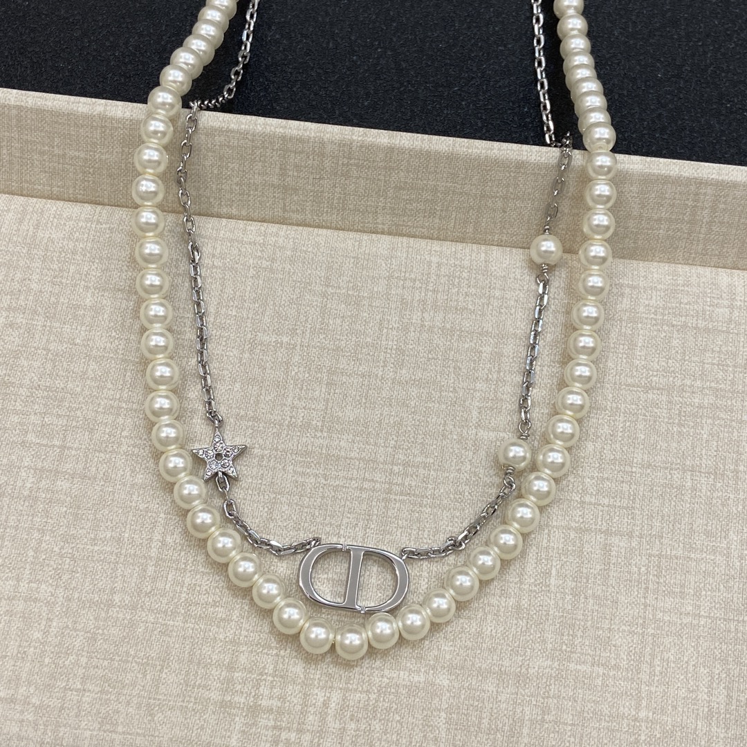 [TOP] Christian Dior Pearl Necklaces - Silver