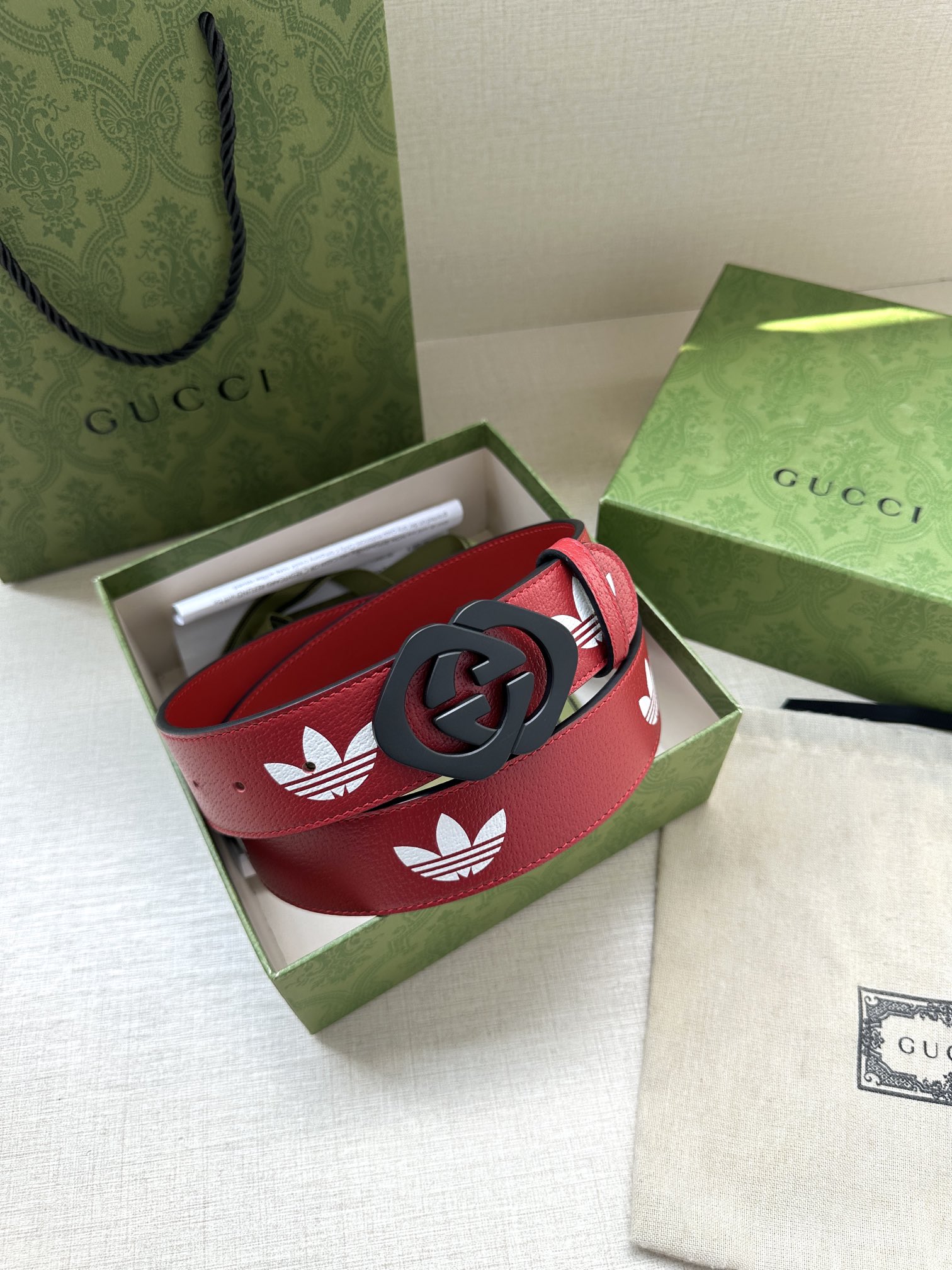 [TOP] GUCCI x Adidas GG Belt with Trefoil Print - 4.0cm