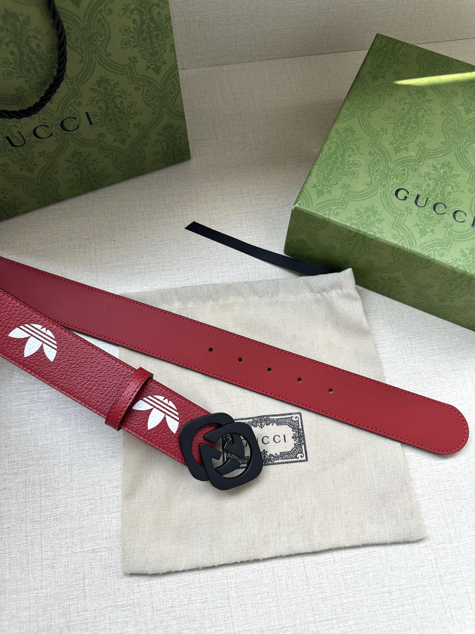 [TOP] GUCCI x Adidas GG Belt with Trefoil Print - 4.0cm