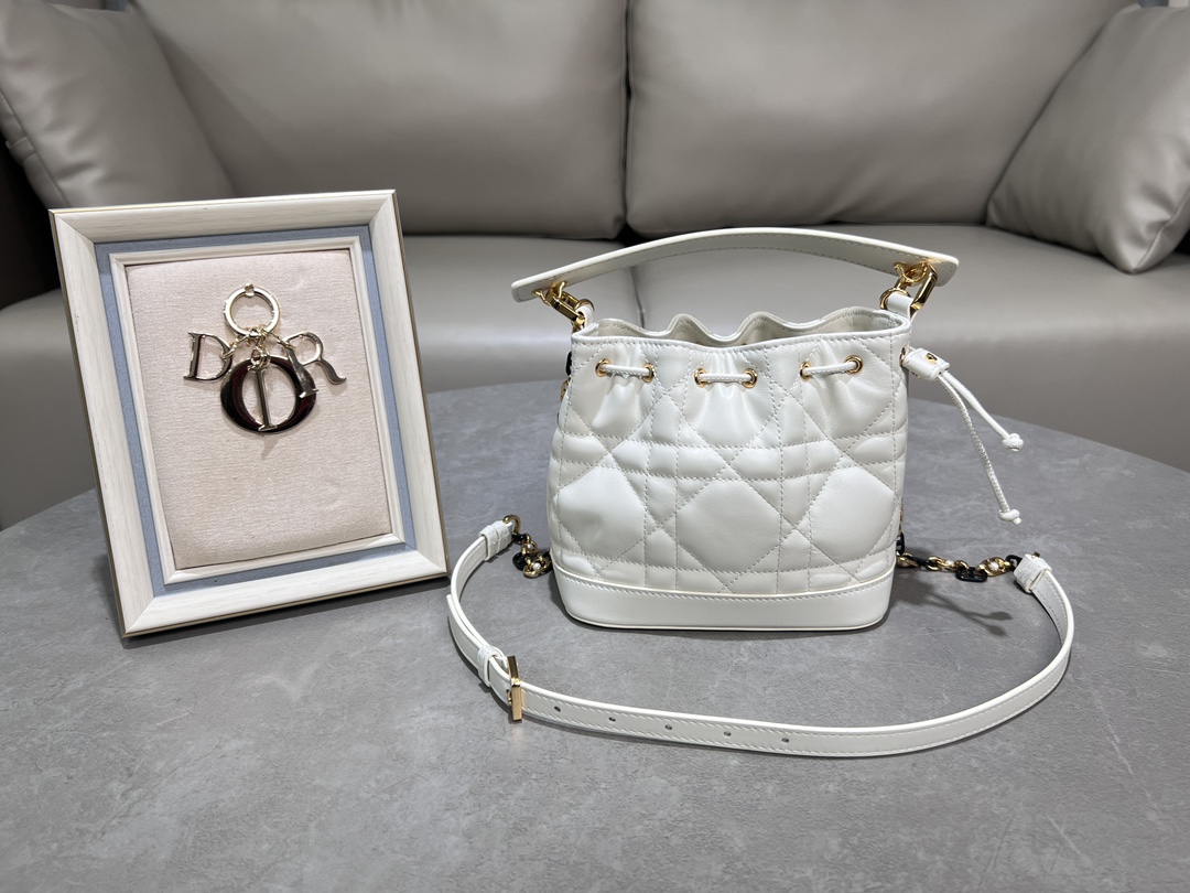 [TOP] Christian Dior Dior Jolie Bucket Bag Cowhide 17×16×9cm - 3 Colors