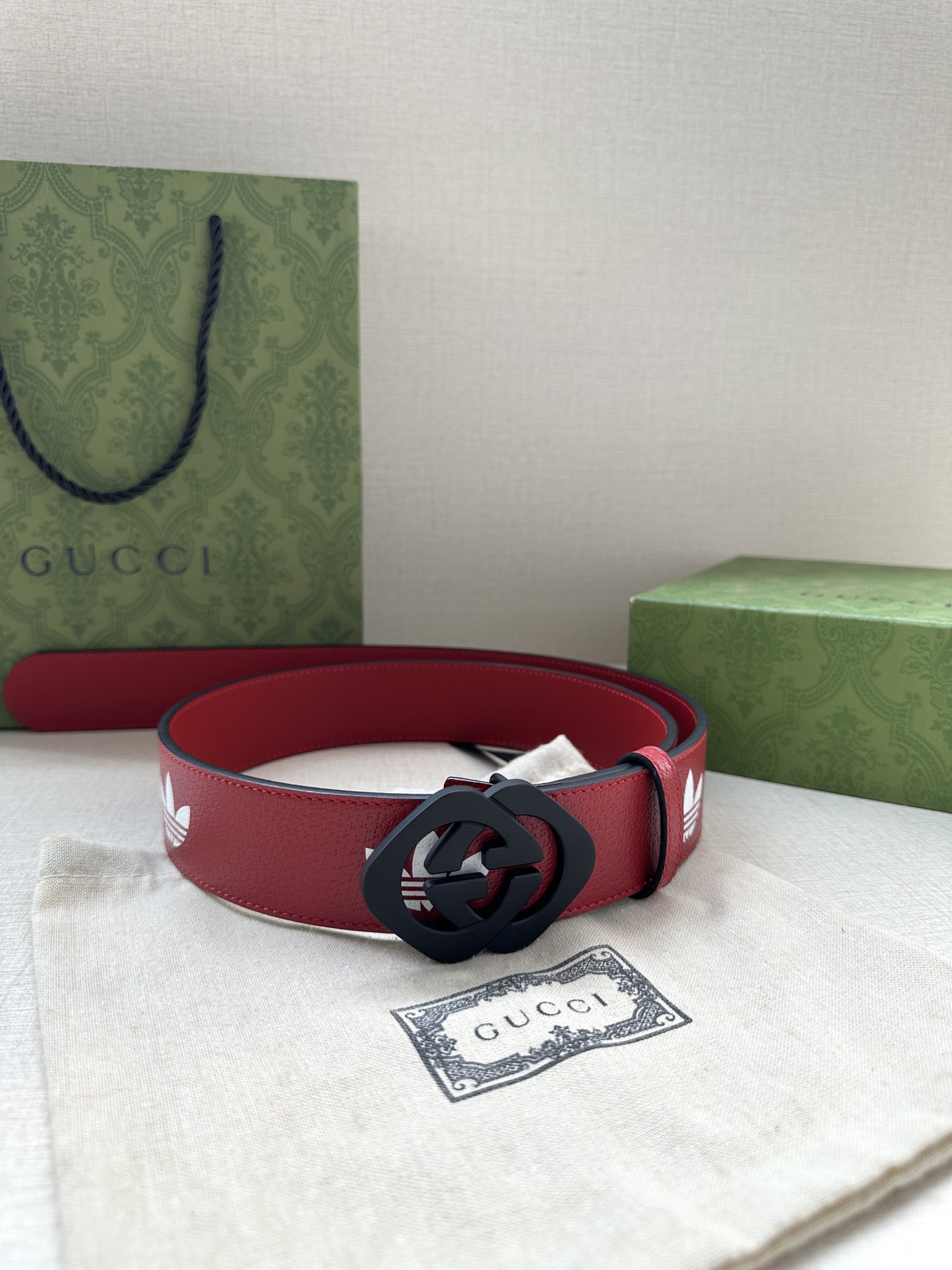 [TOP] GUCCI x Adidas GG Belt with Trefoil Print - 4.0cm