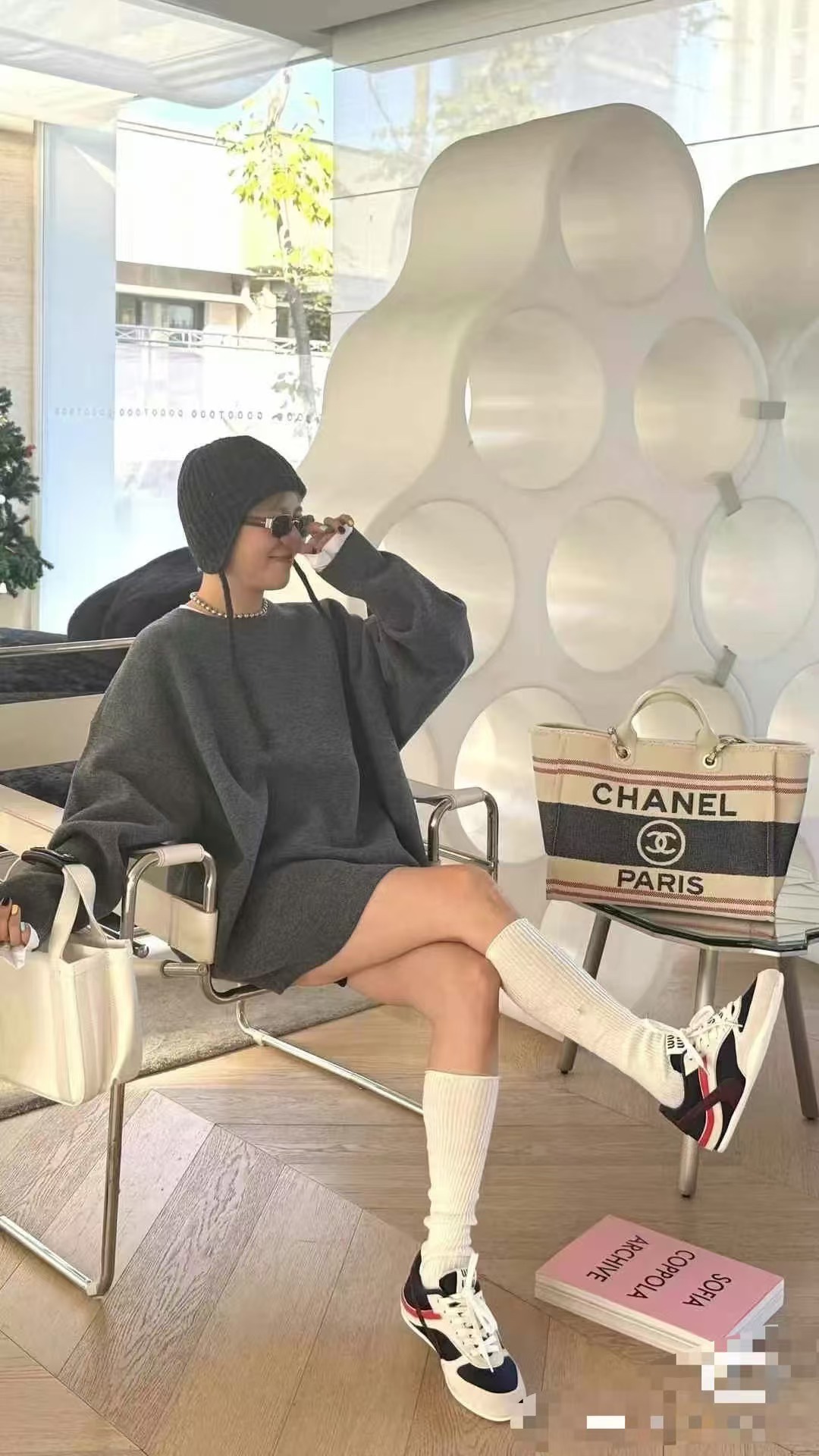 [TOP] CHANEL Deauville Bag 32cm - Beige