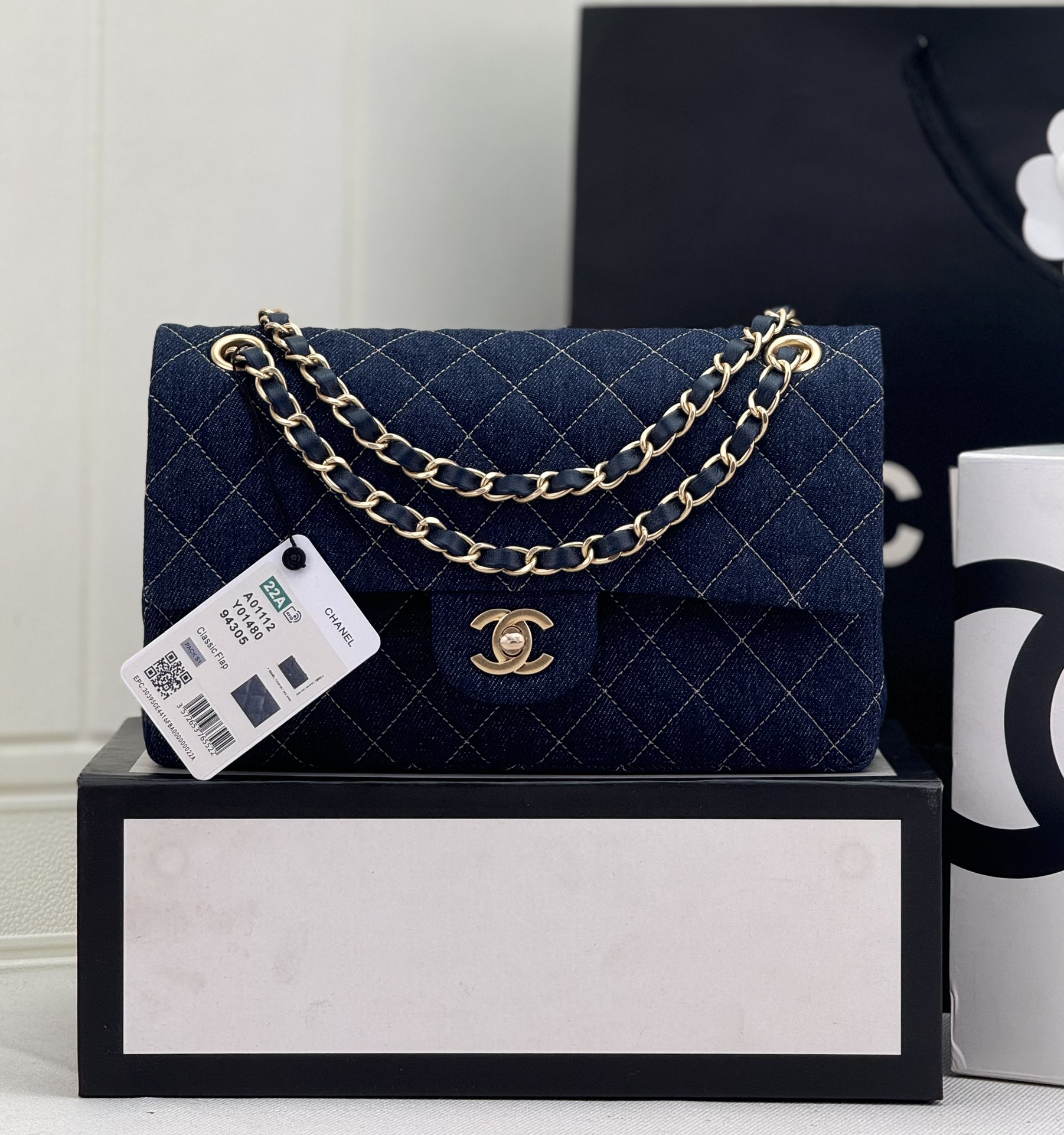 [TOP] CHANEL Wool Tweed Flap Bag 20cm/25cm - Denim Blue