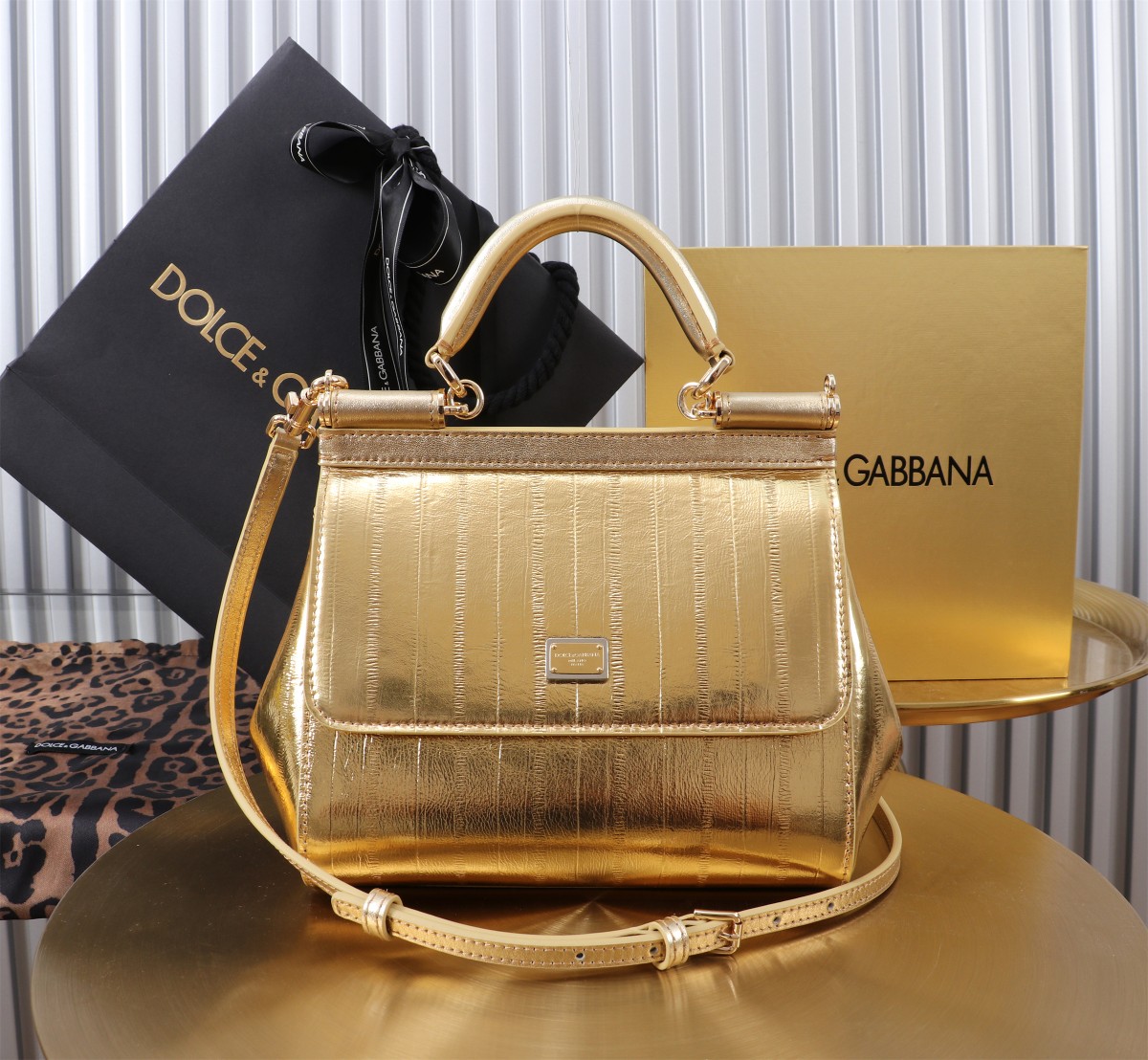 [TOP] Dolce & Gabbana D&G  Cowhide Splicing Sicily Bag 18cm/20cm/25cm - 3 Colour