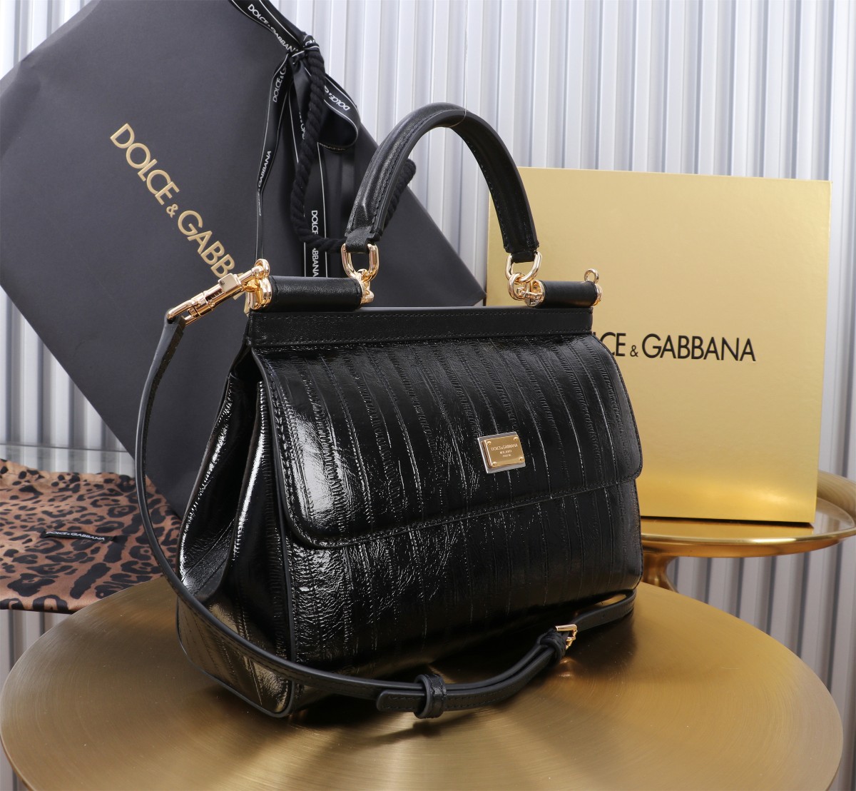 [TOP] Dolce & Gabbana D&G  Cowhide Splicing Sicily Bag 18cm/20cm/25cm - 3 Colour