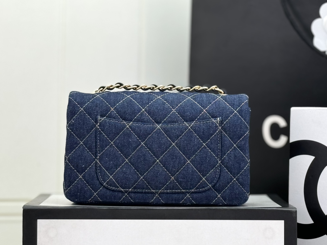[TOP] CHANEL Wool Tweed Flap Bag 20cm/25cm - Denim Blue