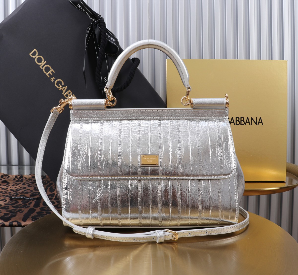 [TOP] Dolce & Gabbana D&G  Cowhide Splicing Sicily Bag 18cm/20cm/25cm - 3 Colour