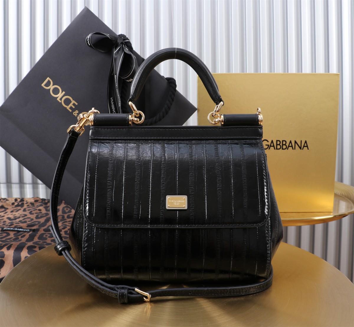 [TOP] Dolce & Gabbana D&G  Cowhide Splicing Sicily Bag 18cm/20cm/25cm - 3 Colour