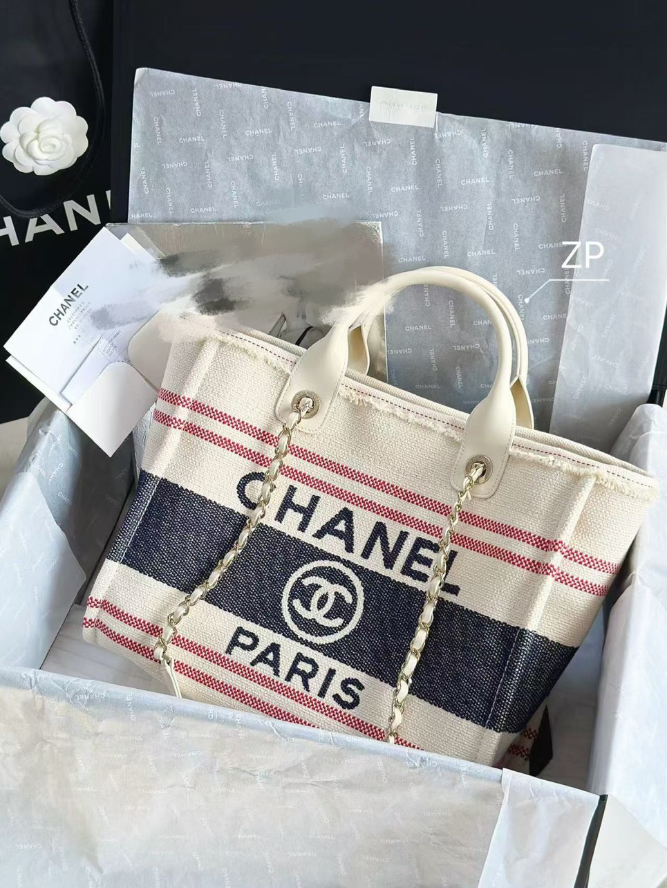 [TOP] CHANEL Deauville Bag 32cm - Beige