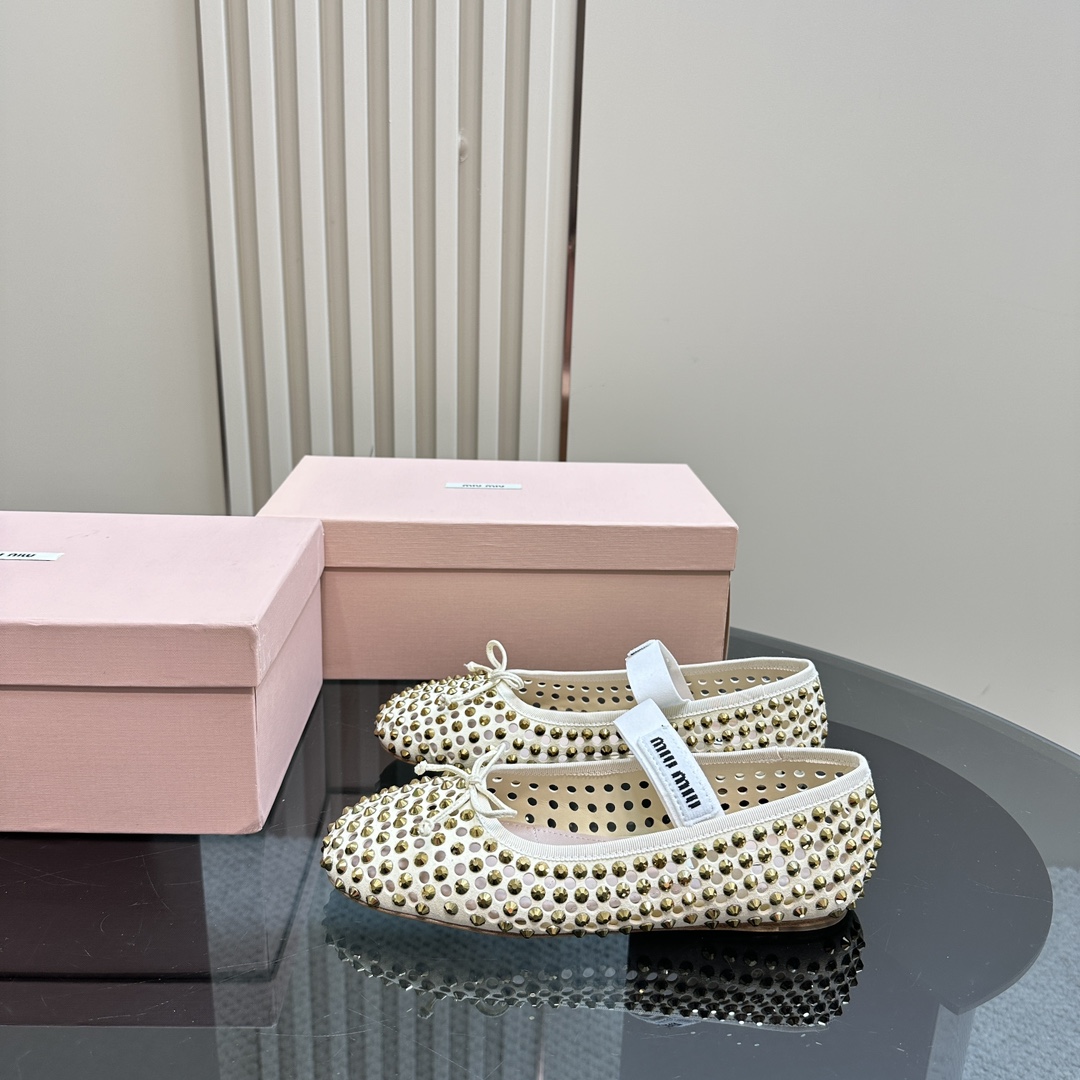 [TOP] Miu Miu Bows Decorate Flat Shoes - 2 Color