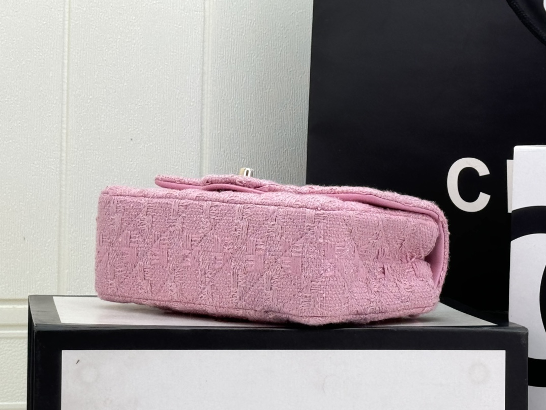 [TOP] CHANEL Wool Tweed Flap Bag 20cm/25cm - Pink