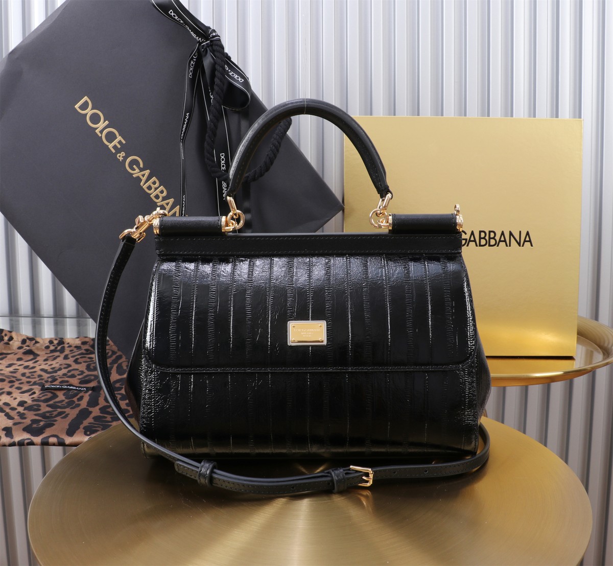 [TOP] Dolce & Gabbana D&G  Cowhide Splicing Sicily Bag 18cm/20cm/25cm - 3 Colour