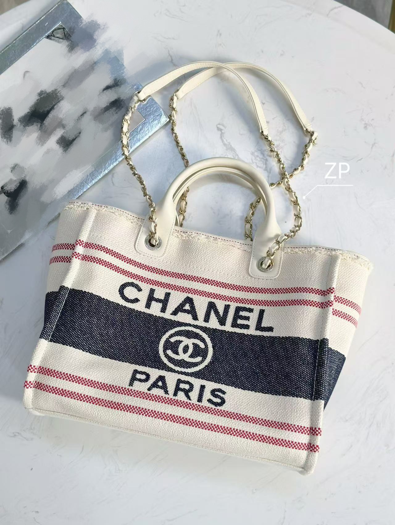 [TOP] CHANEL Deauville Bag 32cm - Beige