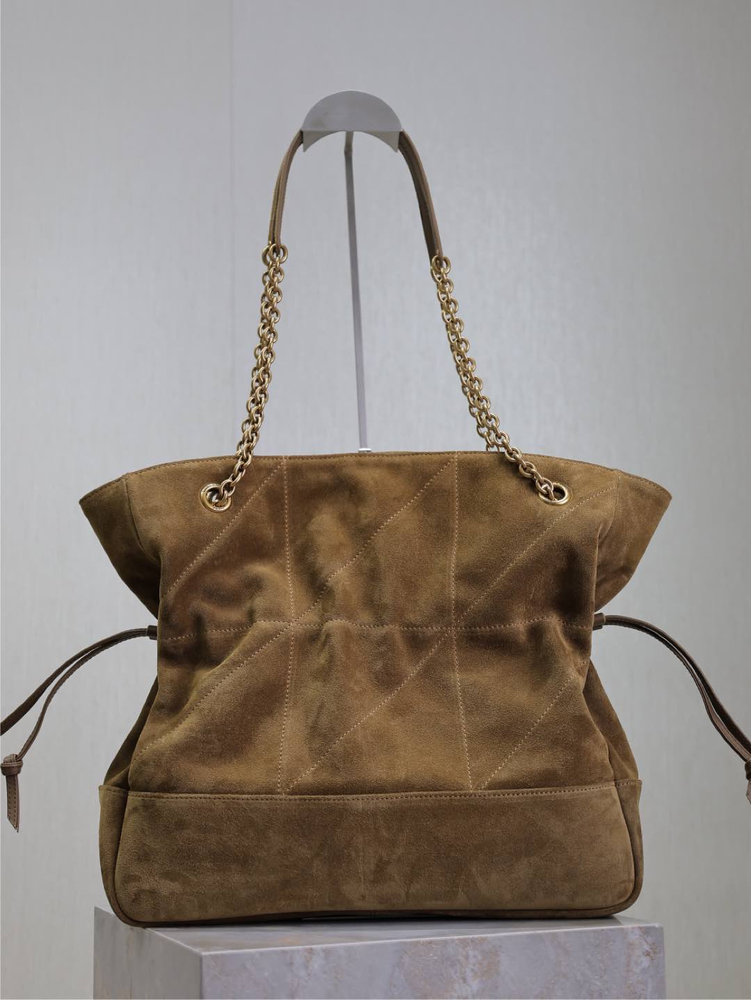 [TOP] Yves Saint Laurent YSL Suede Jamie 4.3 Large POCHON Bag 27×34×3cm - Brown