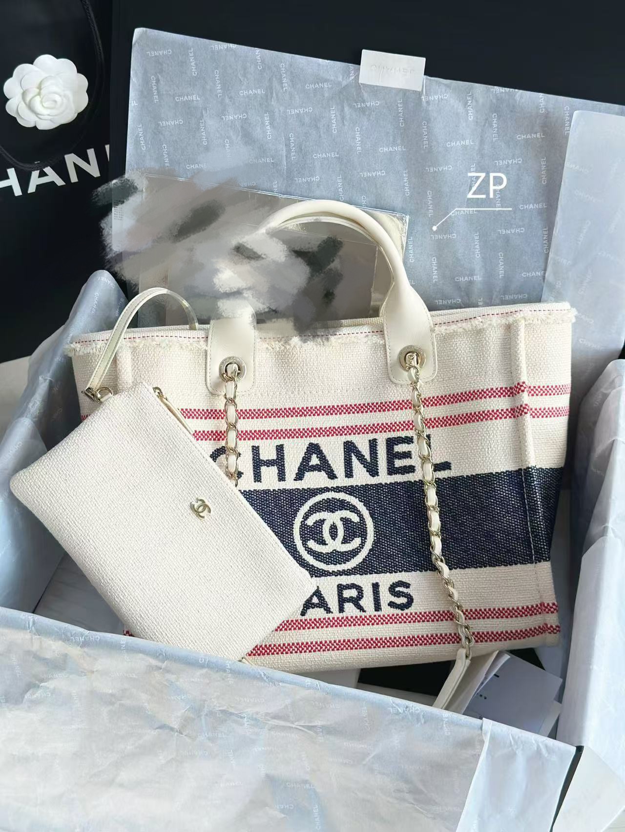 [TOP] CHANEL Deauville Bag 32cm - Beige