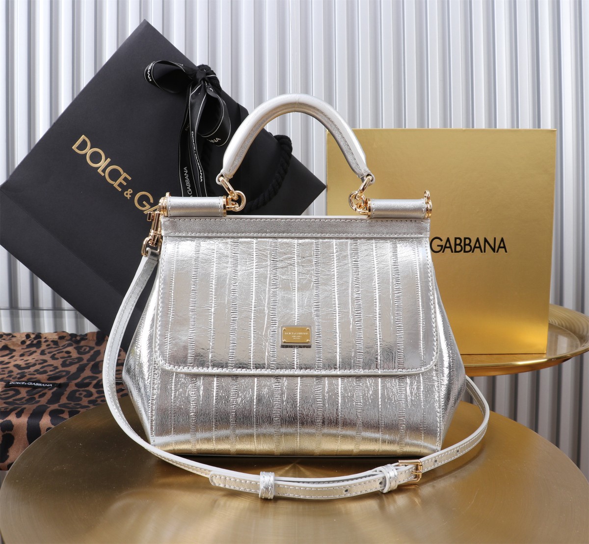 [TOP] Dolce & Gabbana D&G  Cowhide Splicing Sicily Bag 18cm/20cm/25cm - 3 Colour