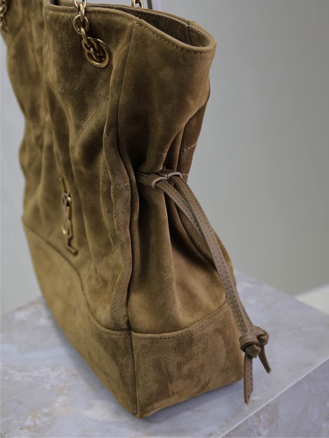 [TOP] Yves Saint Laurent YSL Suede Jamie 4.3 Large POCHON Bag 27×34×3cm - Brown