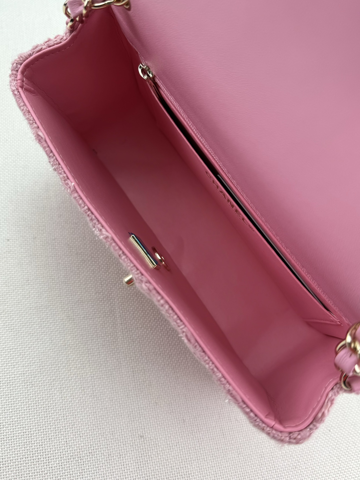[TOP] CHANEL Wool Tweed Flap Bag 20cm/25cm - Pink