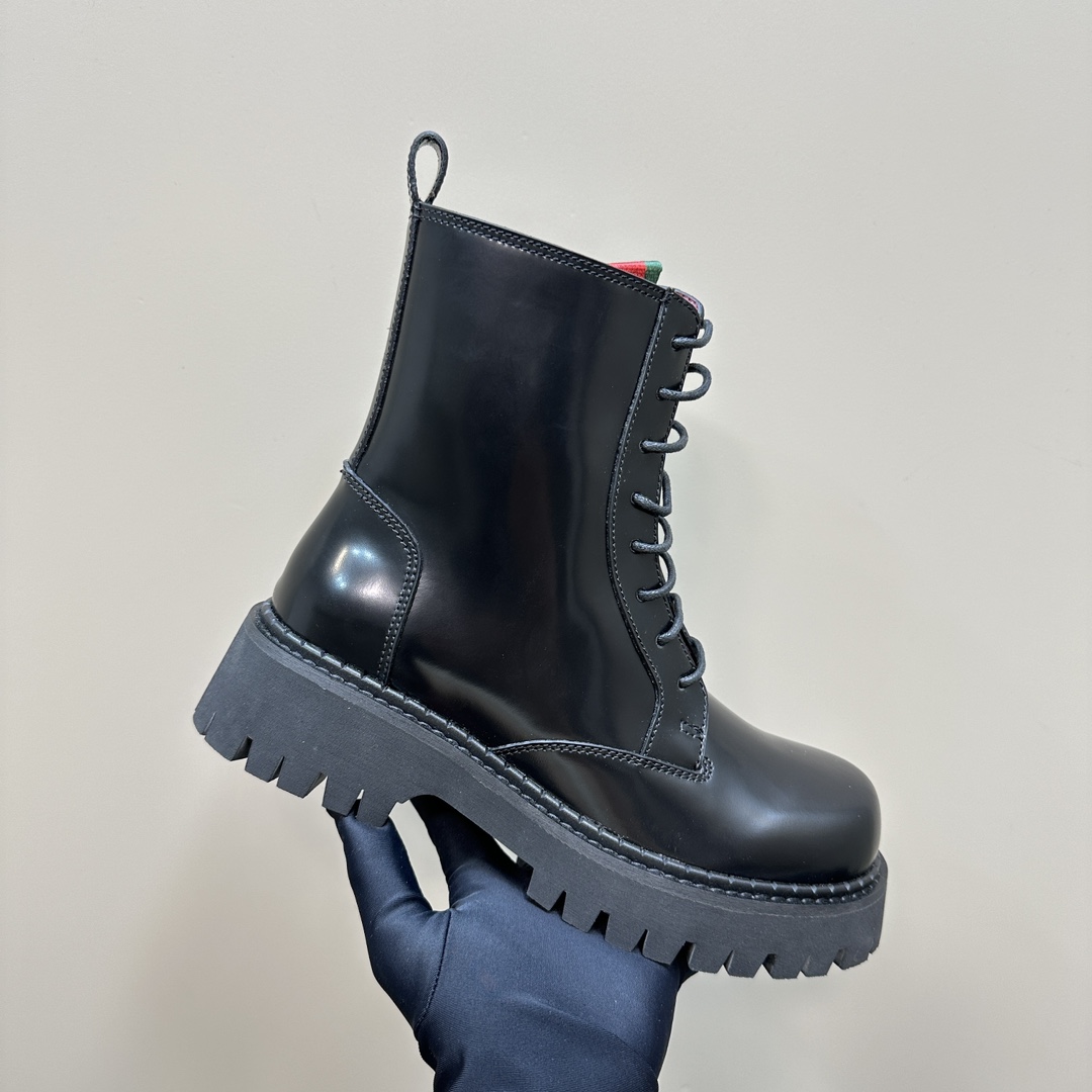 [TOP] GUCCI Side Zip Lace-Up Ankle Boots - 3 Colour