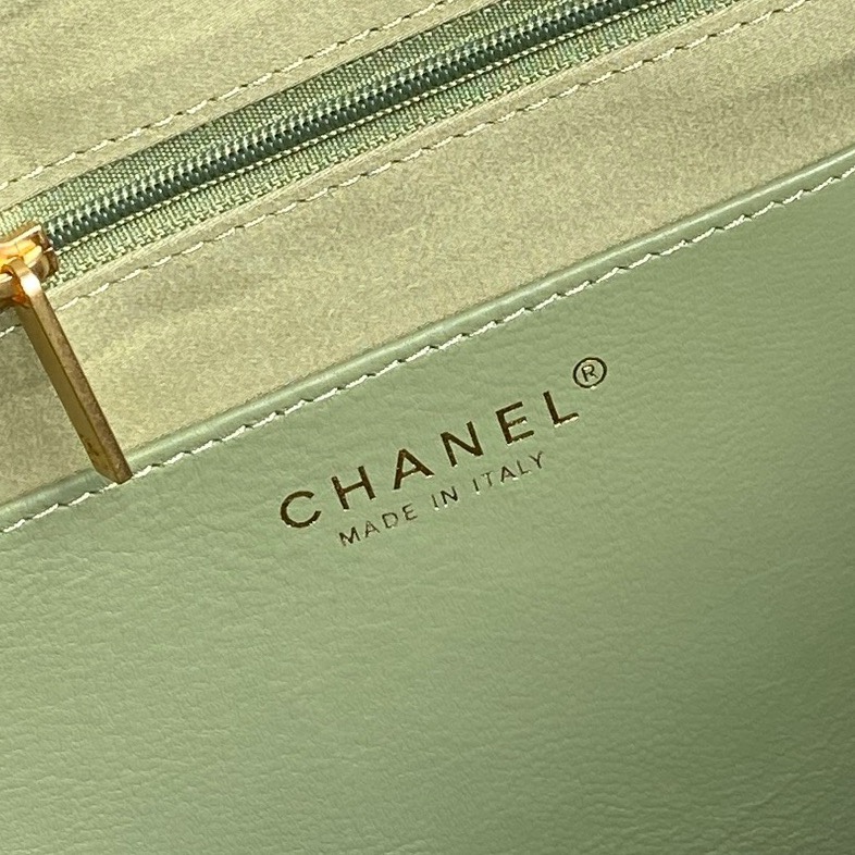 [TOP] CHANEL Tote Bag Lambskin 34X36X12m - Green & GHW