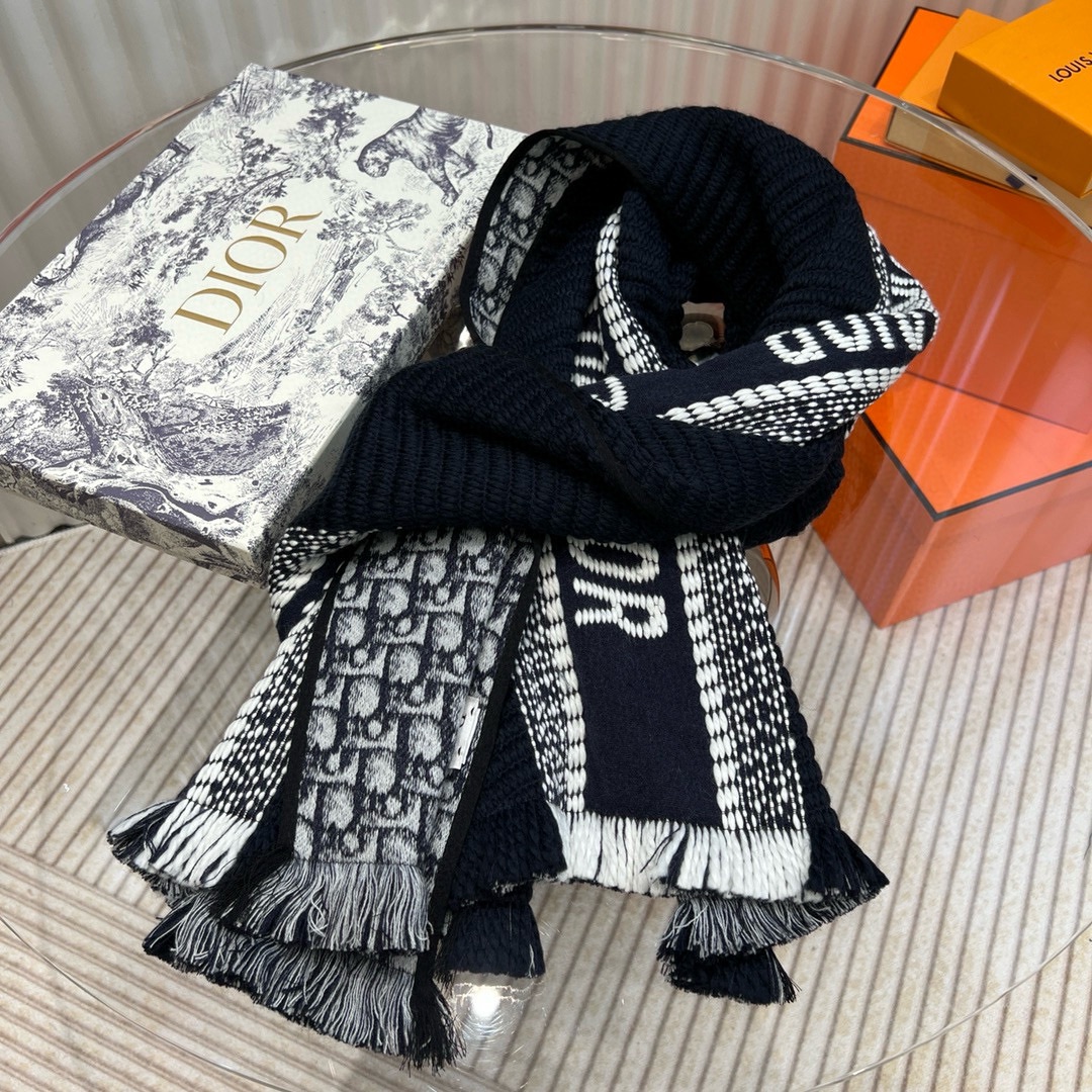 [TOP] Christian Dior Scarf 40cmx200cm - Black