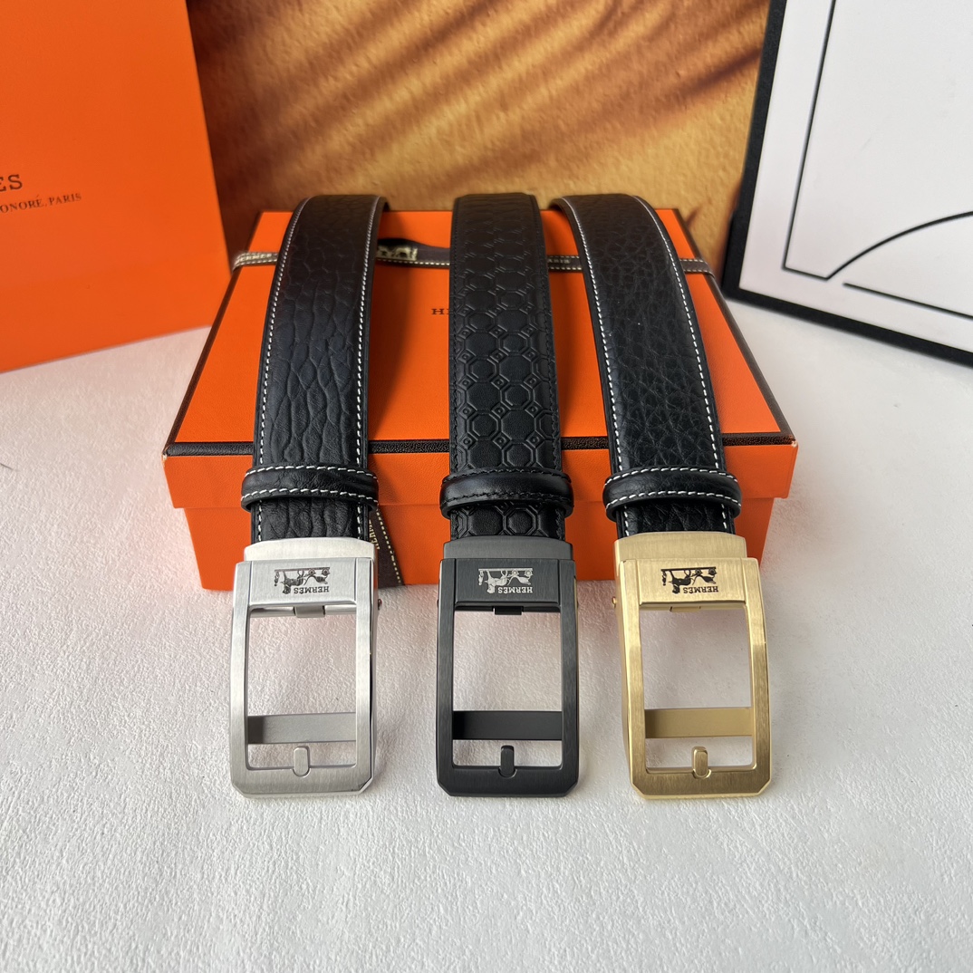 [TOP] HERMES Belt Calfskin - 3 Colors - 3.5cm