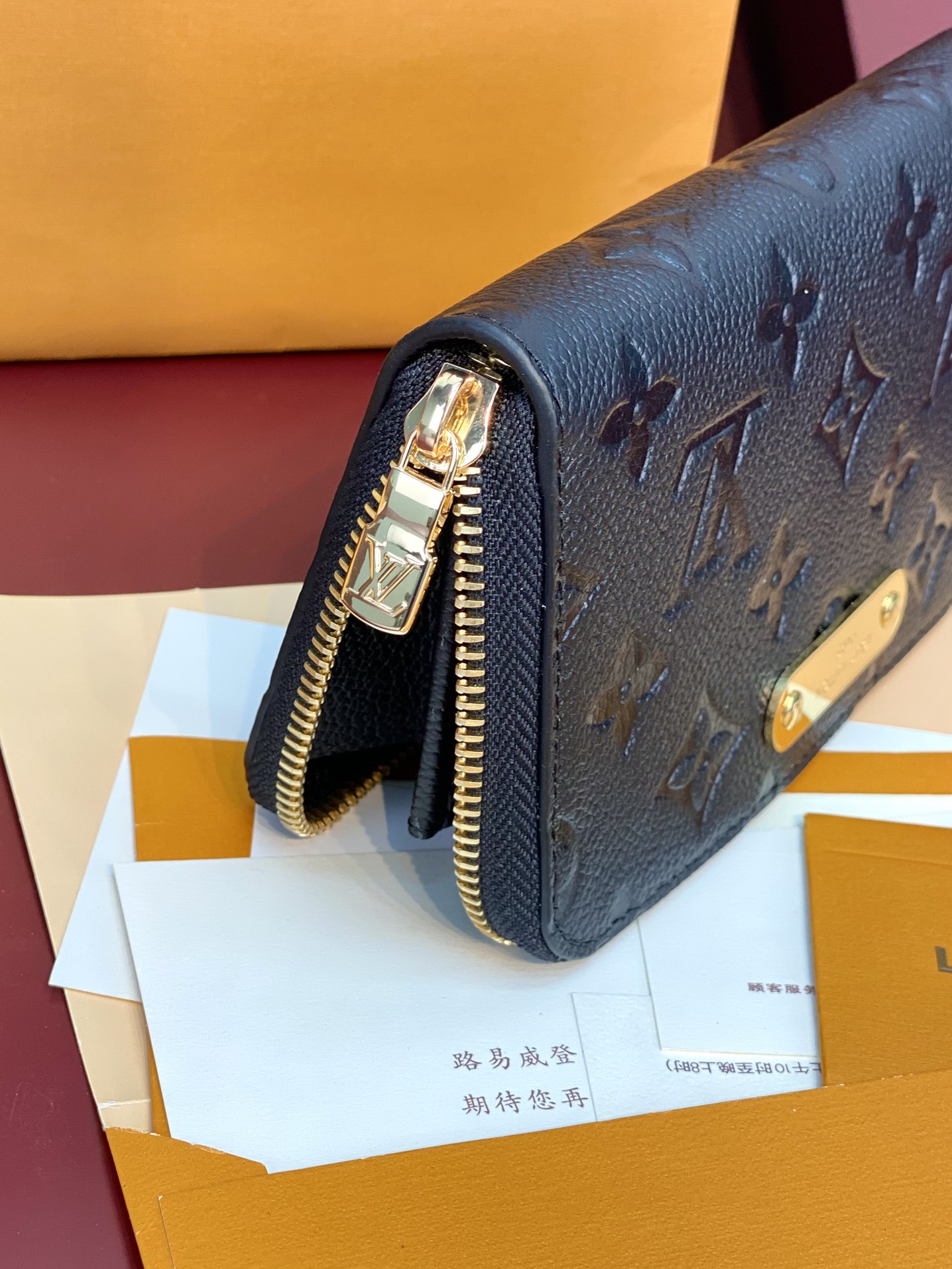 [TOP] Louis Vuitton LV Margot Wallet Monogram Empreinte Leather 17x11x2cm - Black