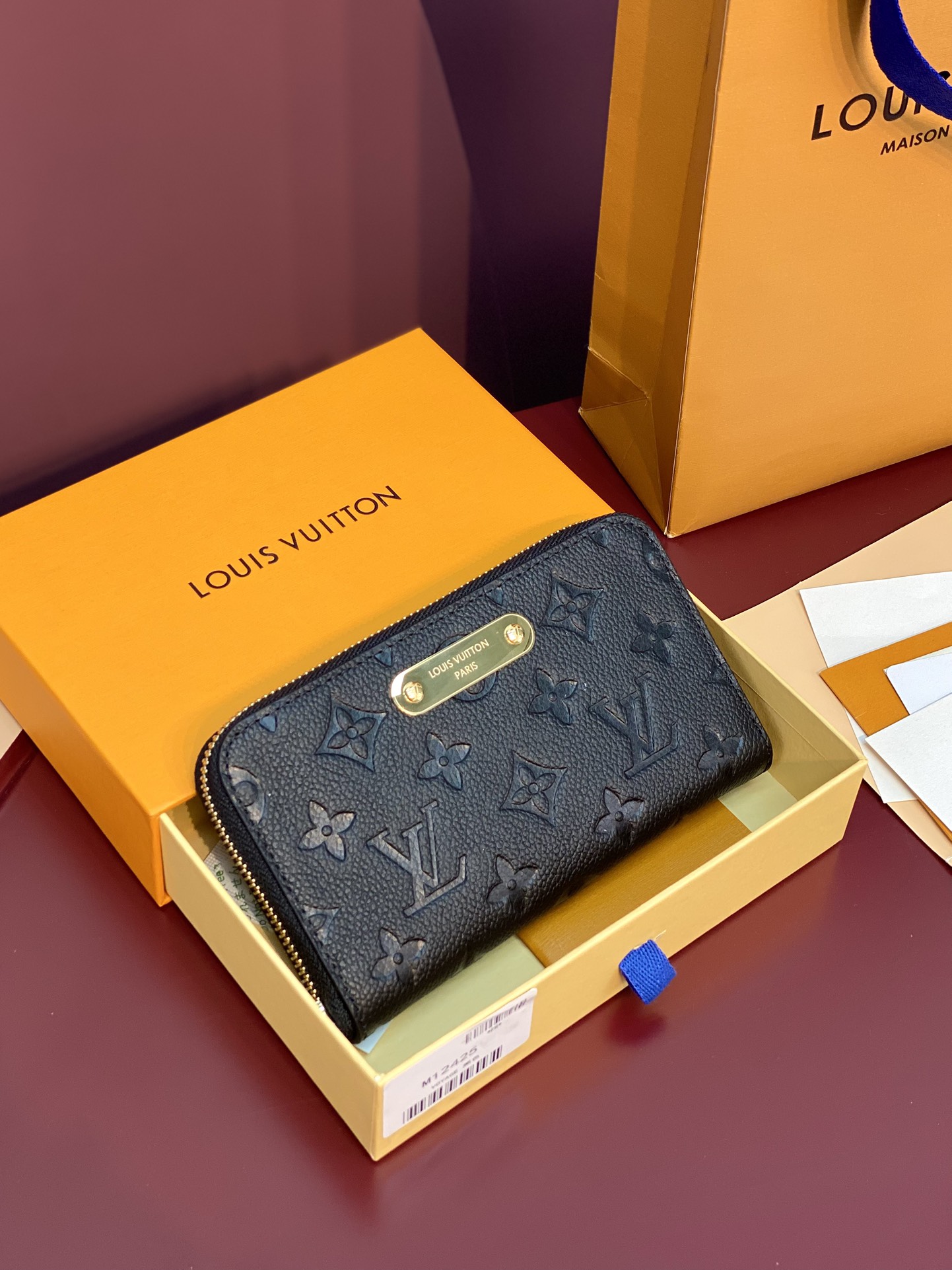 [TOP] Louis Vuitton LV Margot Wallet Monogram Empreinte Leather 17x11x2cm - Black