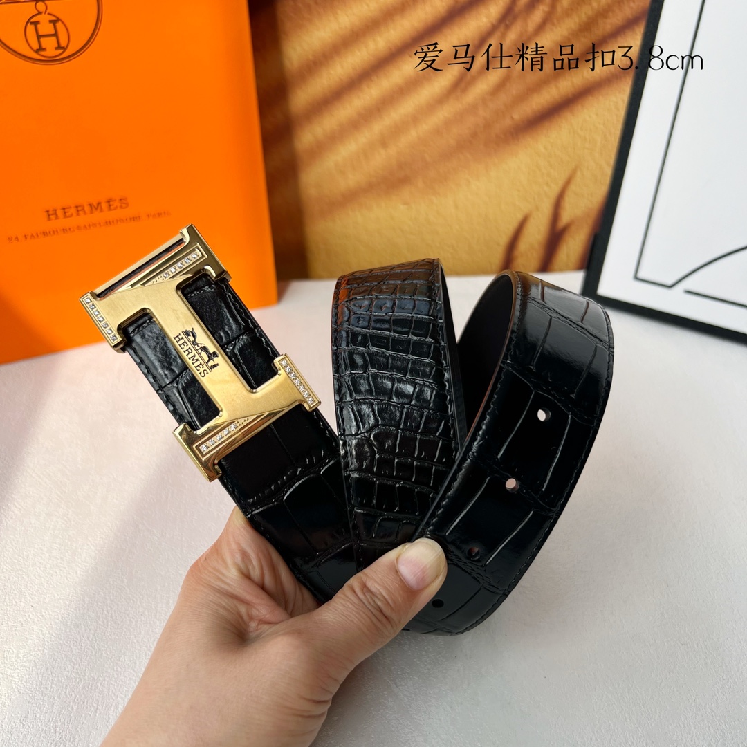 [TOP] HERMES Double Sided Belt Calfskin - 2 Colors - 3.8cm