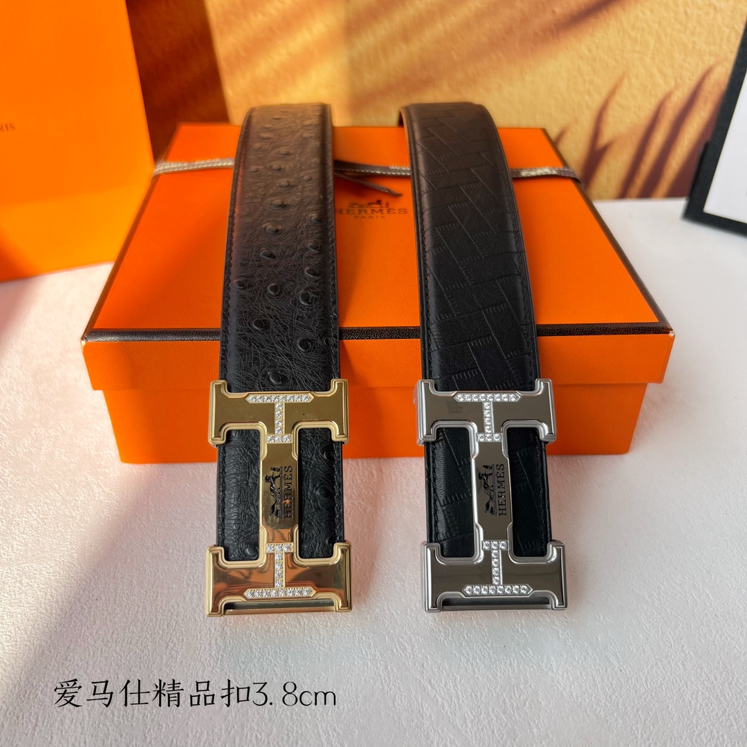 [TOP] HERMES Double Sided Belt Calfskin - 2 Colors - 3.8cm