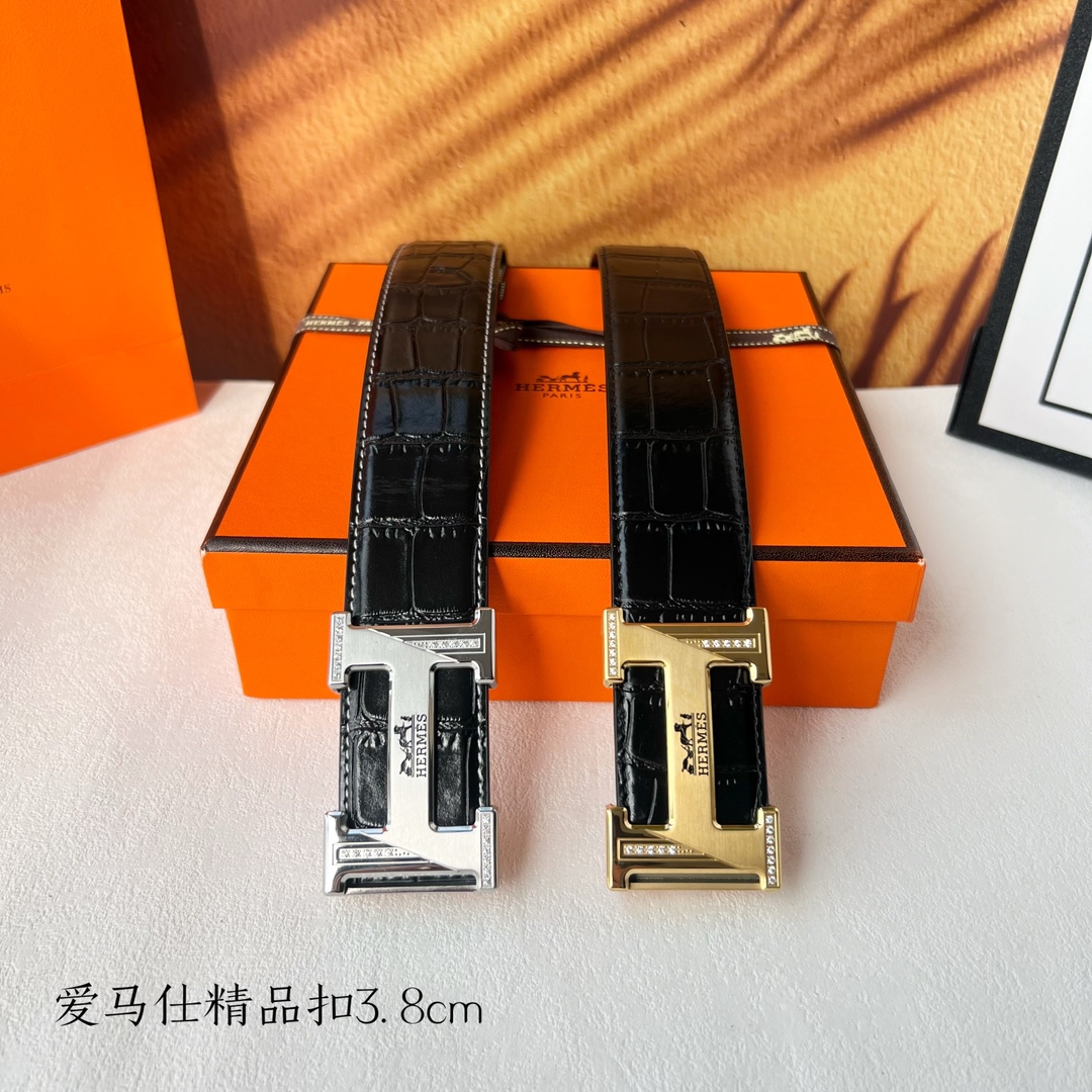 [TOP] HERMES Double Sided Belt Calfskin - 2 Colors - 3.8cm