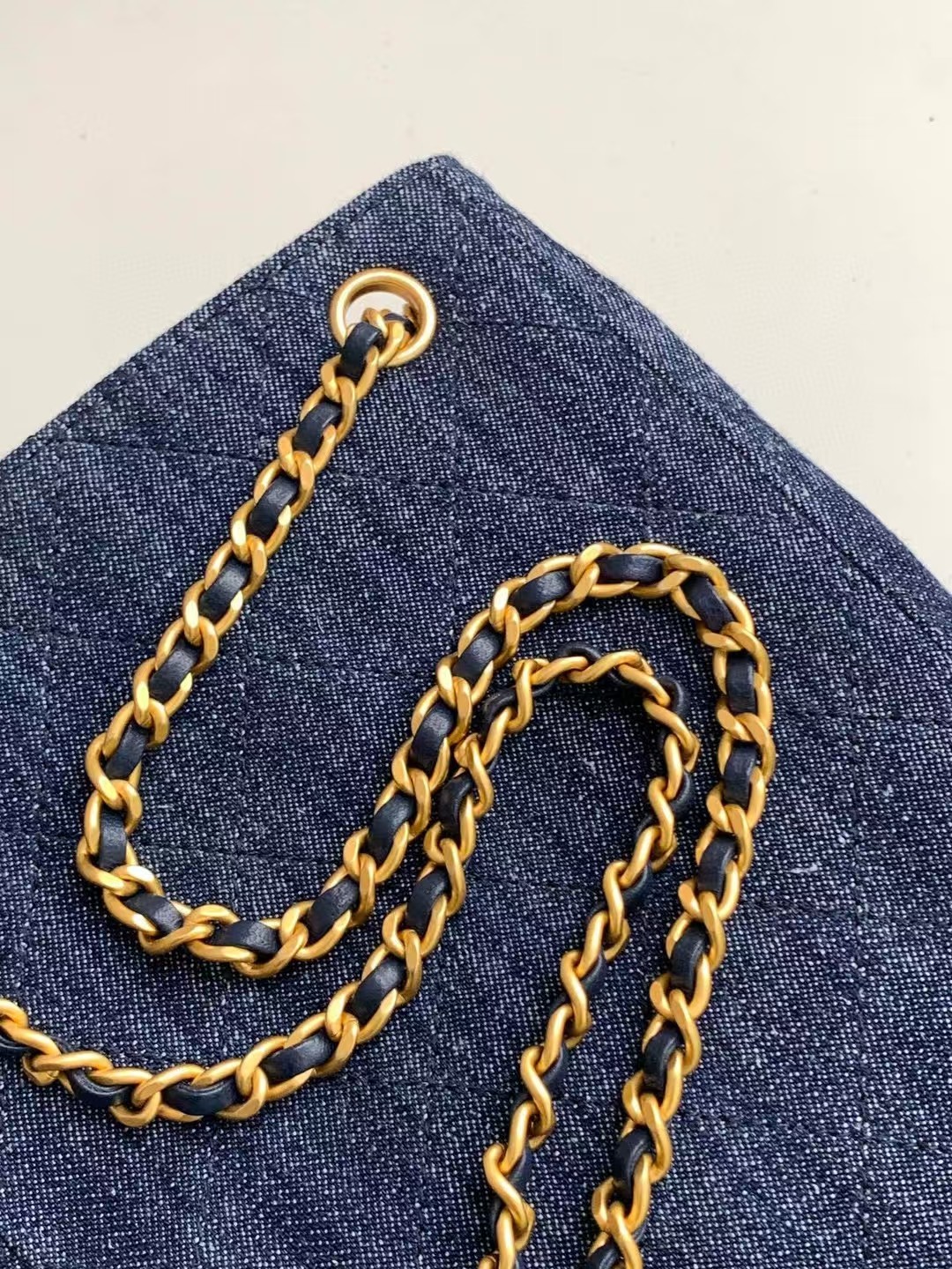 [TOP] CHANEL Backpack Denim 24.5x18x8cm - Blue/Light Blue