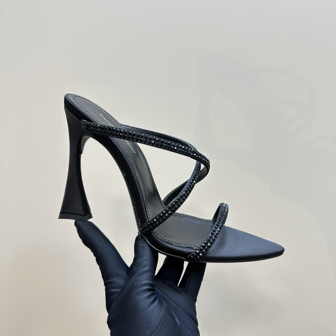 [TOP] Yves Saint Laurent YSL 24ss Rhinestone High-Heeled Sandals - 4 Colours