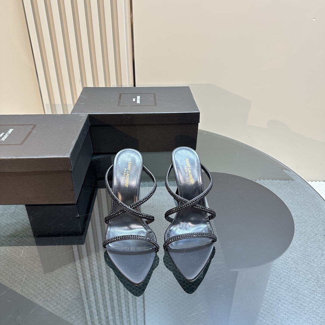 [TOP] Yves Saint Laurent YSL 24ss Rhinestone High-Heeled Sandals - 4 Colours