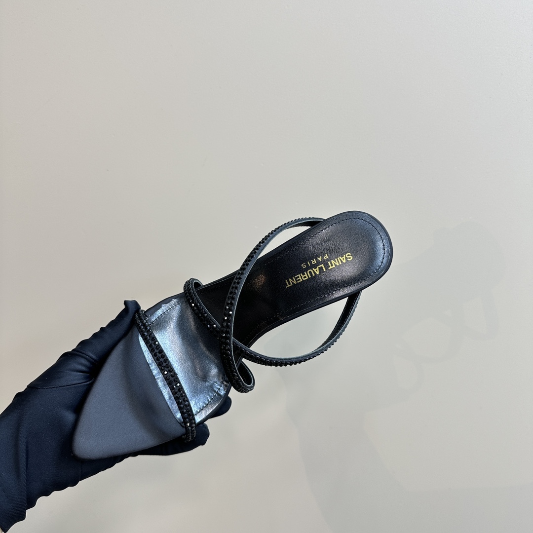 [TOP] Yves Saint Laurent YSL 24ss Rhinestone High-Heeled Sandals - 4 Colours