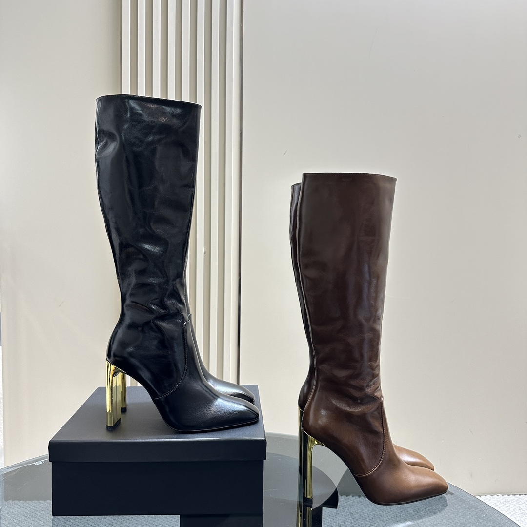 [TOP] Yves Saint Laurent YSL Mirror Leather Boots -10.5cm - 2 Colors