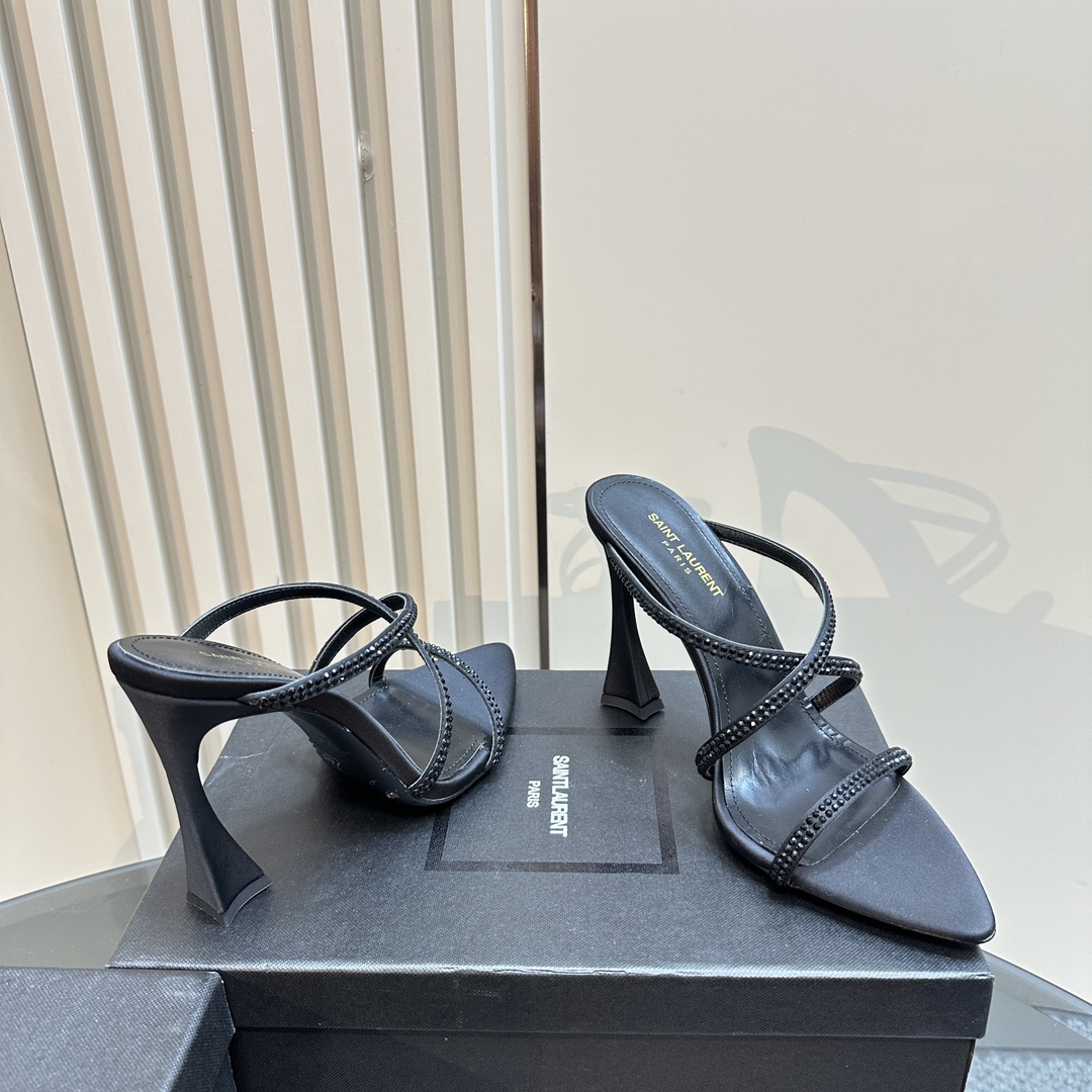 [TOP] Yves Saint Laurent YSL 24ss Rhinestone High-Heeled Sandals - 4 Colours