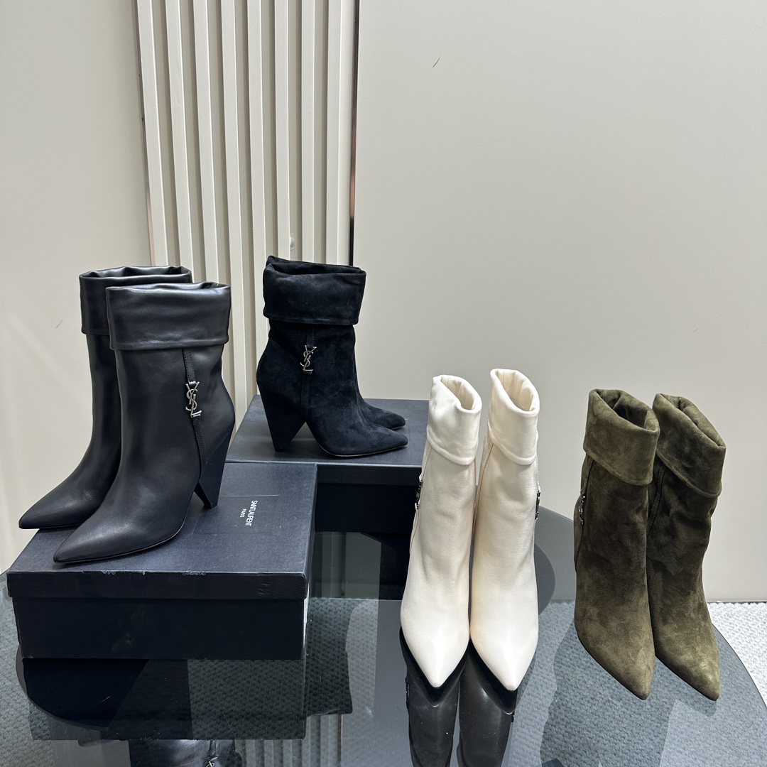 [TOP] Yves Saint Laurent YSL Side Zipper Ankle Boots- 4 Colors