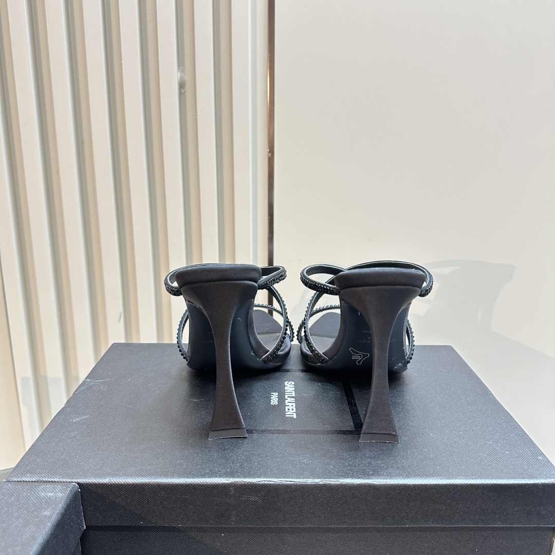 [TOP] Yves Saint Laurent YSL 24ss Rhinestone High-Heeled Sandals - 4 Colours