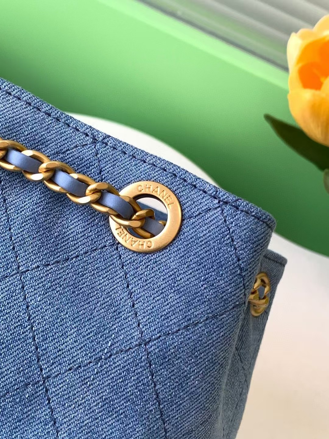 [TOP] CHANEL Backpack Denim 24.5x18x8cm - Blue/Light Blue