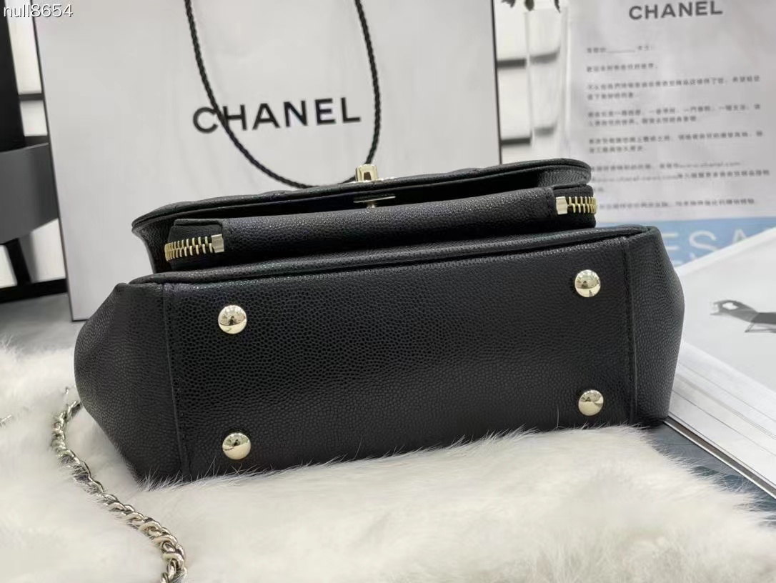 [TOP] CHANEL Classic Flap Bag w Top Handle Bag 19x7x14cm - Brown/Black
