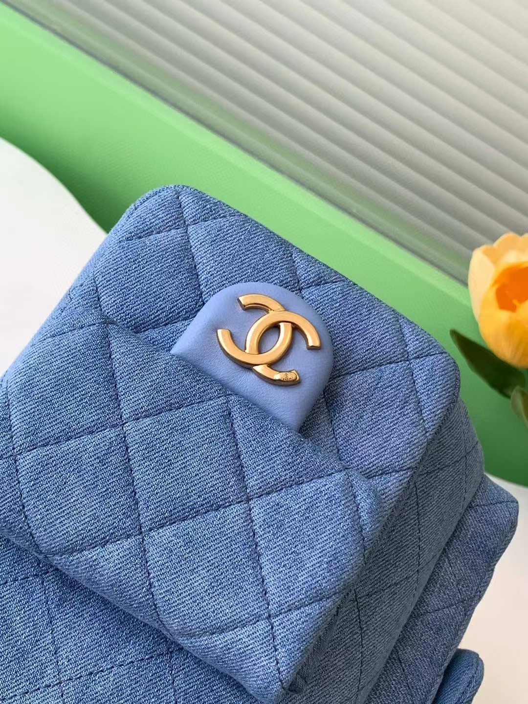[TOP] CHANEL Backpack Denim 24.5x18x8cm - Blue/Light Blue
