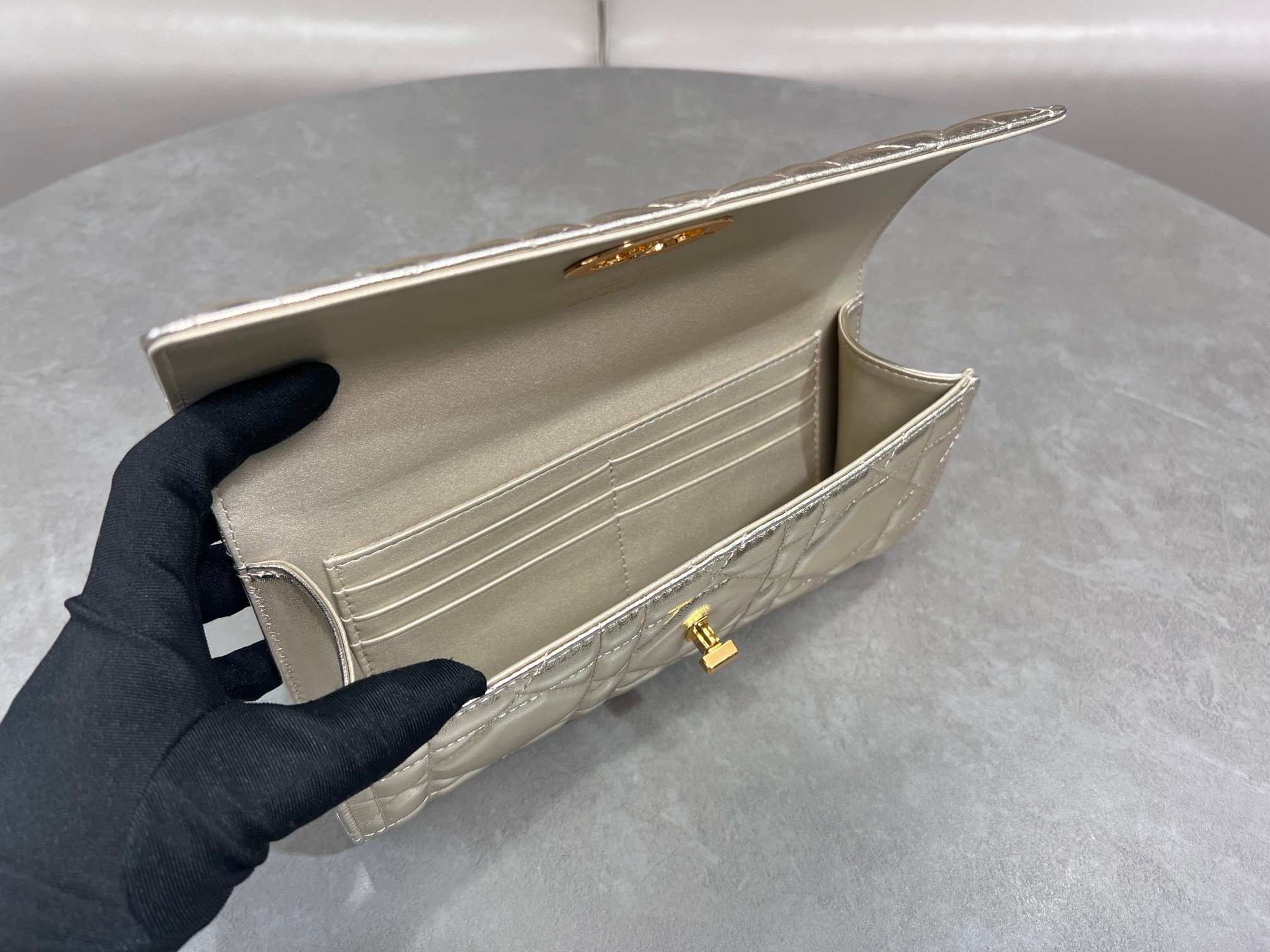 [TOP] Christian Dior Miss Caro Top Handle Bag Sheepskin 24x12x4cm - Gold