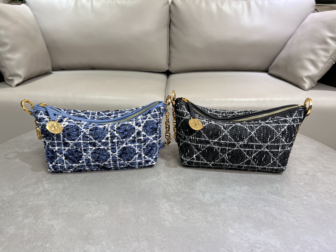 [TOP] Christian Dior Diorstar Hobo Chain Handbag 28.5*14.5*10cm -2 Colors