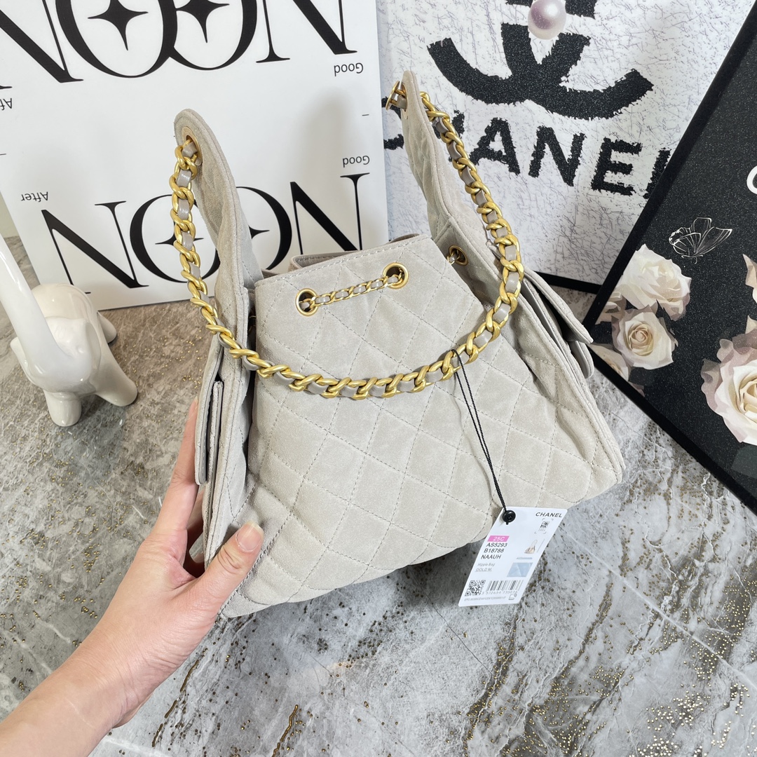 [TOP] CHANEL Hobo Shopping Bag 26x30x14cm/30x15x40cm - Gray