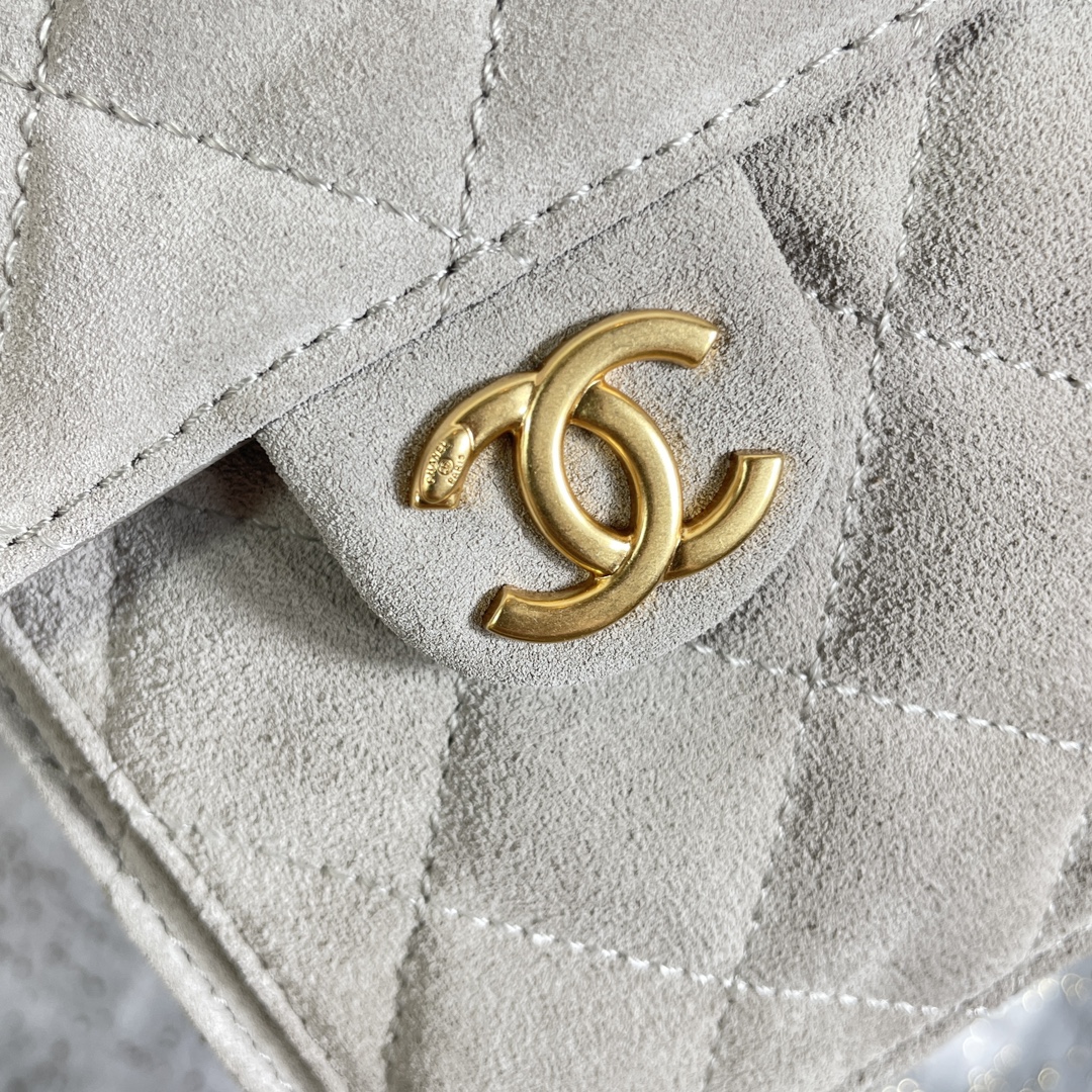 [TOP] CHANEL Hobo Shopping Bag 26x30x14cm/30x15x40cm - Gray