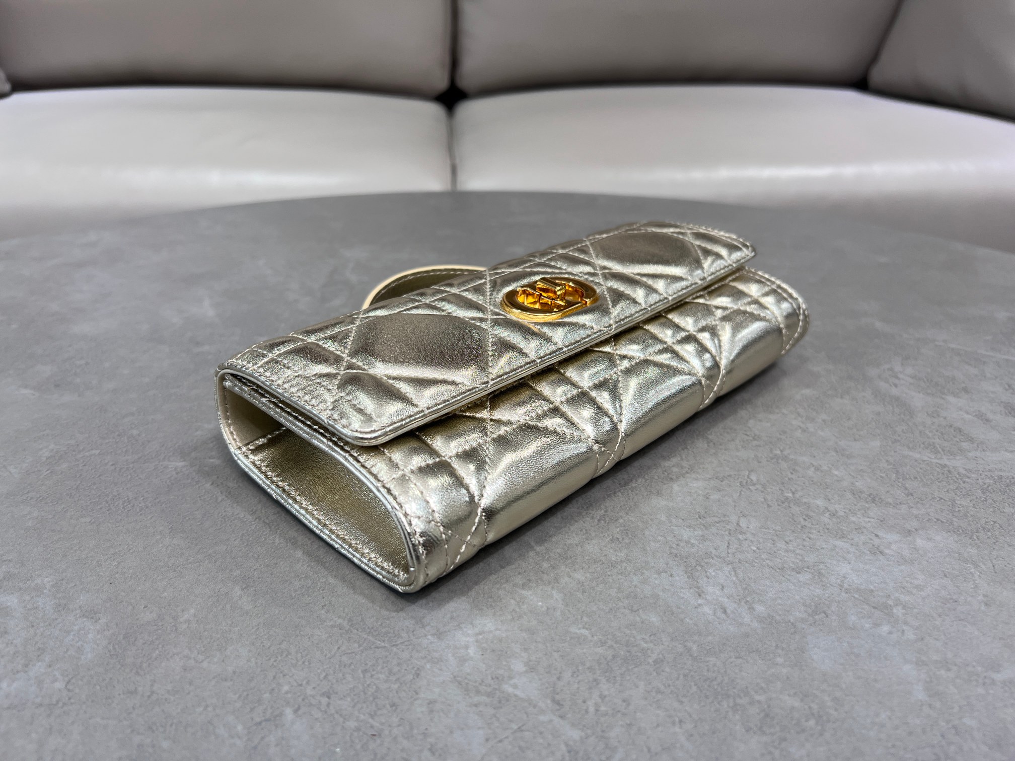 [TOP] Christian Dior Miss Caro Top Handle Bag Sheepskin 24x12x4cm - Gold