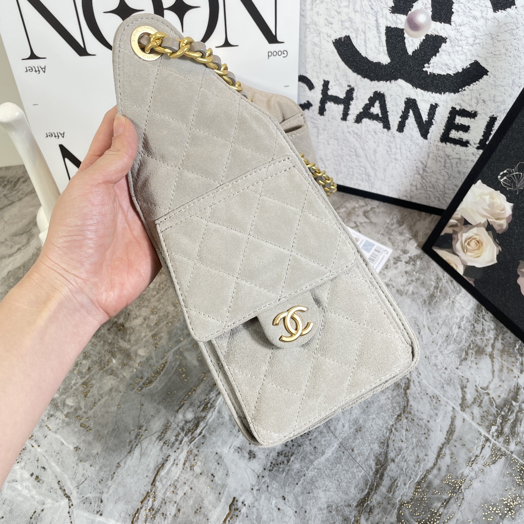 [TOP] CHANEL Hobo Shopping Bag 26x30x14cm/30x15x40cm - Gray