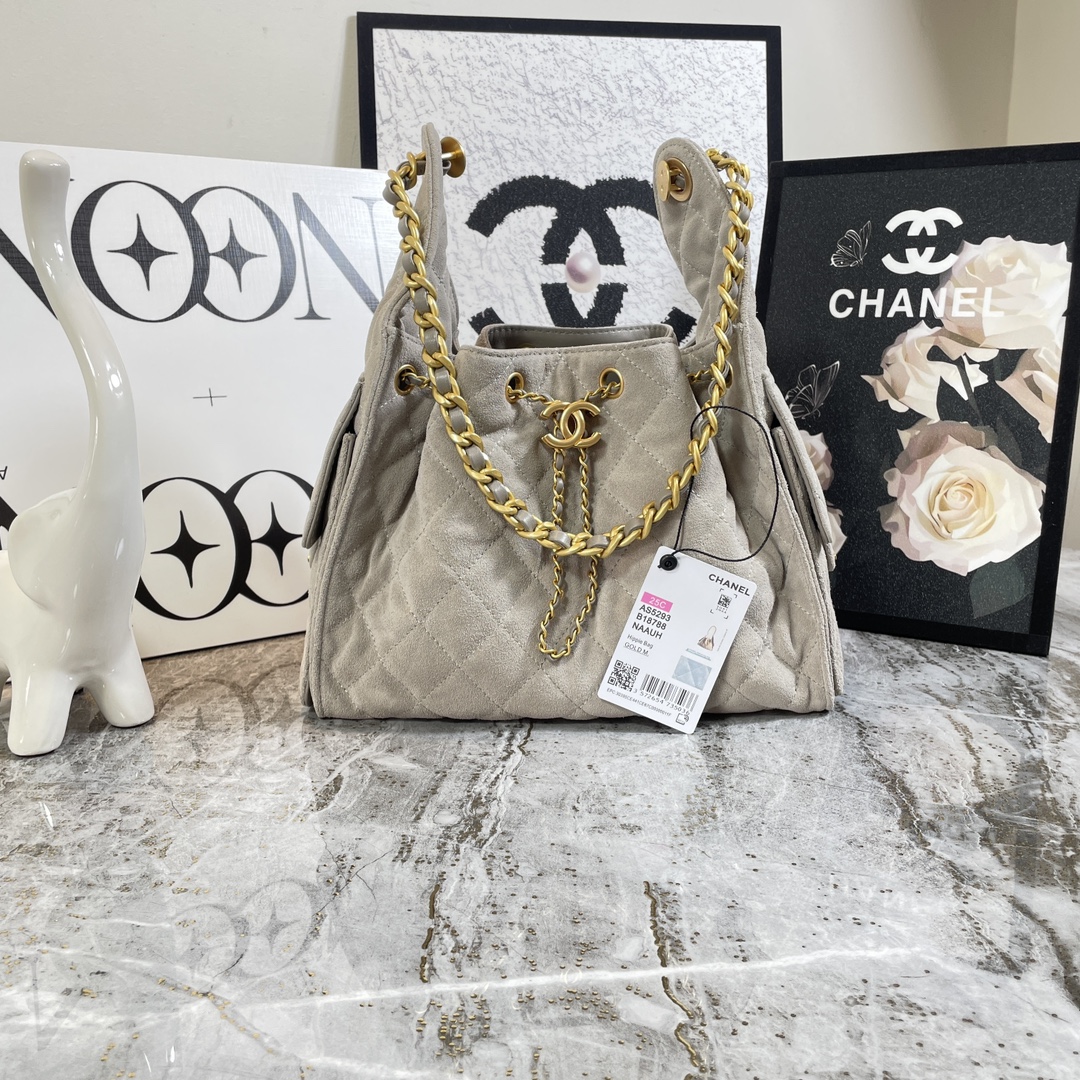 [TOP] CHANEL Hobo Shopping Bag 26x30x14cm/30x15x40cm - Gray