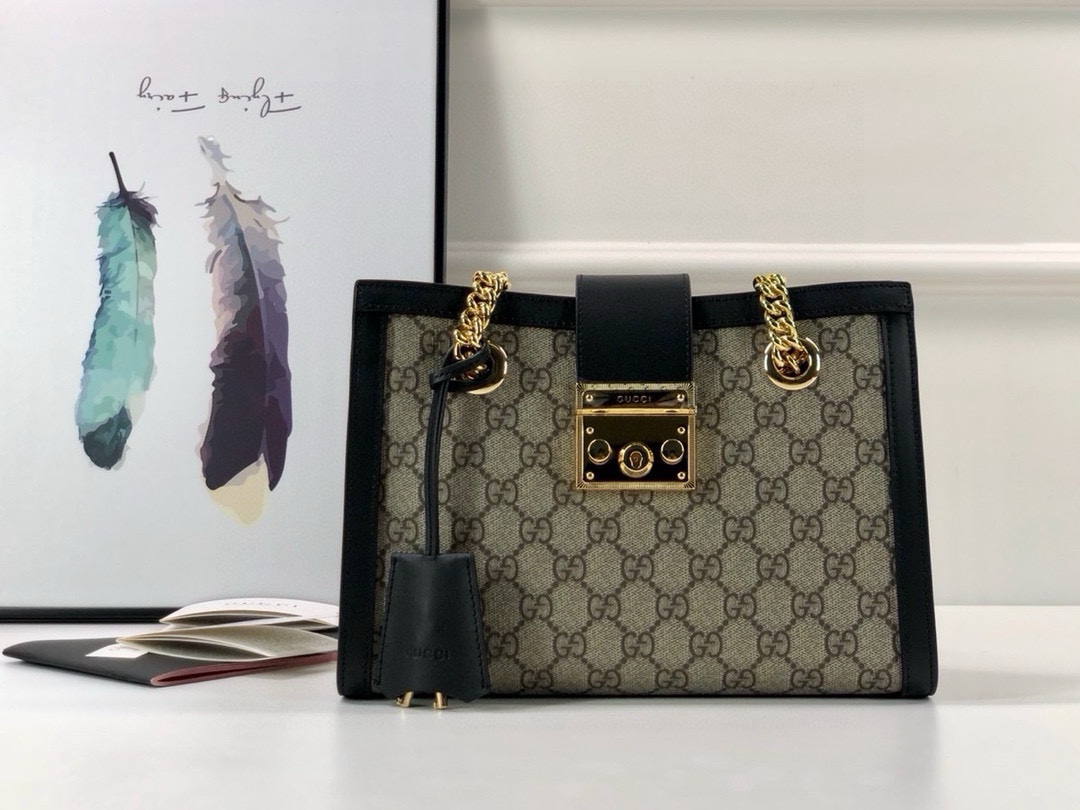 [TOP] GUCCI G*G Padlock Chain Medium Tote Bag 26x18x10cm  - 2 Colour